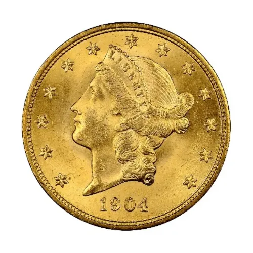 金　アメリカ　コイン　20ドル金貨　リバティヘッド　1904年　K21.6