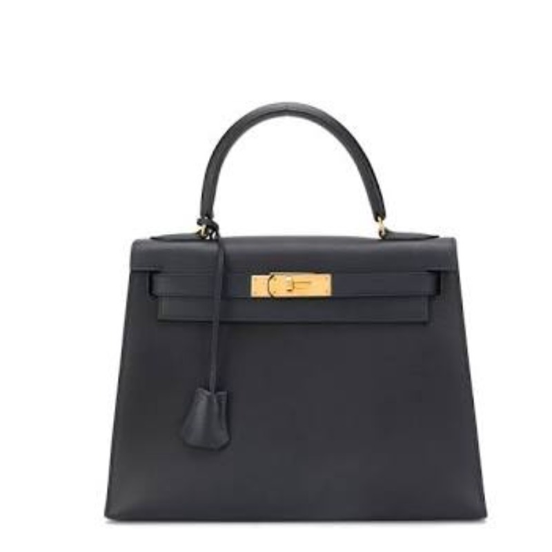 エルメス ケリー28 ブラック ボックスカーフ ゴールド金具
