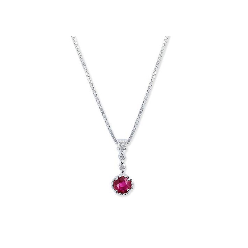 Pt900 ☆ネックレス ルビー0.69ct 7月 ◇ダイヤモンド0.17ct 4月