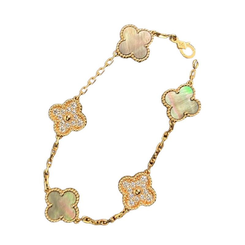 ヴァンクリーフ&アーペル ヴィンテージアルハンブラ ブレスレット ダイヤ×シェル VCARP2R100