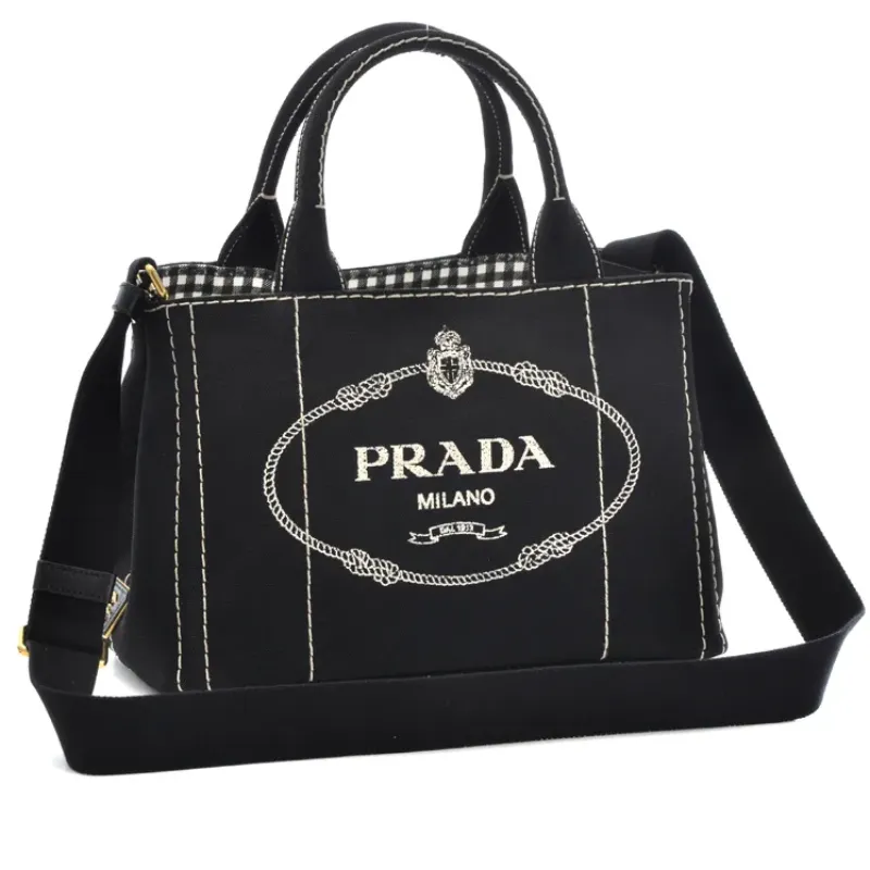 2024本物保証PRADA カナパ ミニ トートバッグ キャンバス ブラック BN2439 バッグ