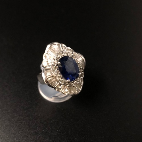 サファイアダイヤリング Pt900 21.9g S4.05ct D2.48ct