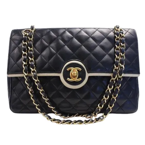シャネル ドーヴィル バイカラーラムスキン ショルダーバッグ chanel.flapbag.vintage.webp