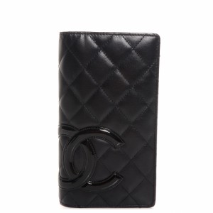 シャネル カンボンライン ブラック×ピンク 長財布
