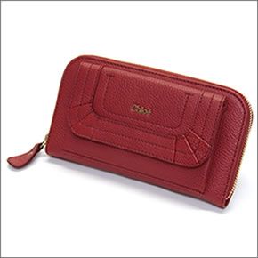 クロエ フラップ 長財布 レッド